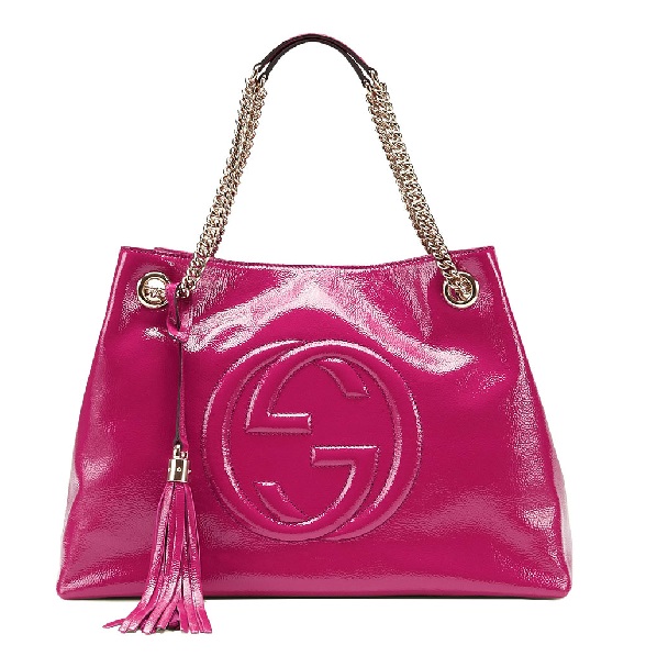 Authentic Gucci Soho Soft Patent Fuchsia Shoulder Bag 308982